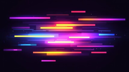 Wall Mural - Abstract Neon Light Streaks Digital Art Design