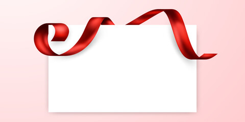 Wall Mural - red ribbon background with white paper elegant vector illustration