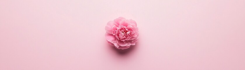 Wall Mural - A Single Pink Peony Flower on Pink Background