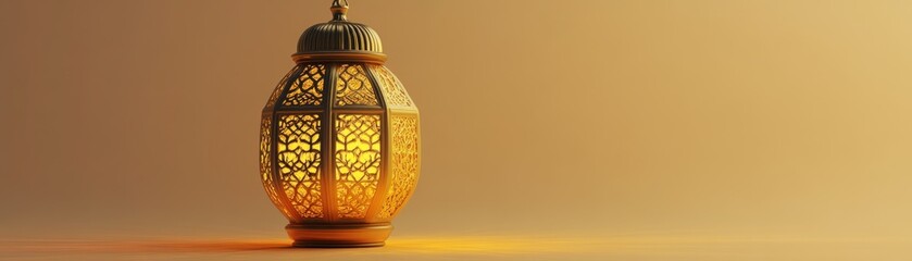 Aufkleber - Ornate Golden Lantern Illuminated Against A Soft Background