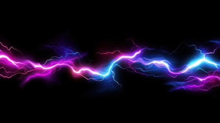 Aufkleber - Abstract Neon Purple Blue Lightning Energy Waves