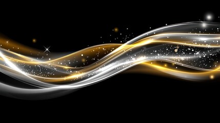 Aufkleber - elegant golden and silver waves abstract design
