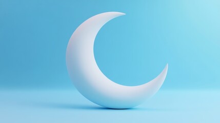 Wall Mural - A white crescent moon against a blue background