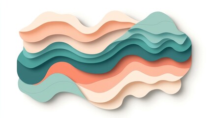 Wall Mural - Abstract Layered Waves Design in Pastel Colors