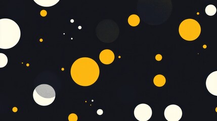 Aufkleber - Abstract Yellow White Circles Dark Background