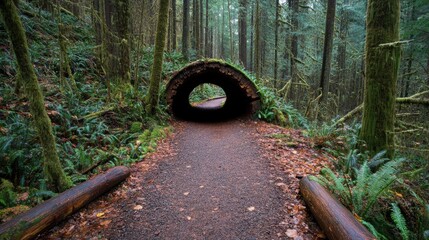 Aufkleber - Forest Trail Tunnel Through Fallen Log