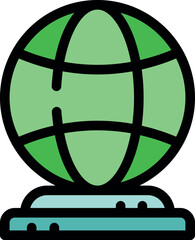 Poster - Green globe placed on a base, symbolizing environmental awareness and global connectivity