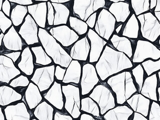 Aufkleber - Abstract black and white cracked pattern with irregular shapes creating seamless texture. design features contrast between dark lines and light areas, forming unique mosaic like appearance