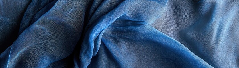 Aufkleber - Draped Blue Fabric Showing Textured Surface
