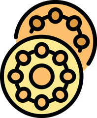 Poster - Bearing ball thrust roller bearing rotating, mechanical engineering industry icon, simple color outline vector illustration