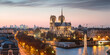 © Matteo Colombo - Panoramic of Paris city and Notre Dame cathedral at twilight, France