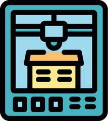 Poster - 3d printer is creating a three dimensional object controlled by a software interface with buttons, representing the process of additive manufacturing