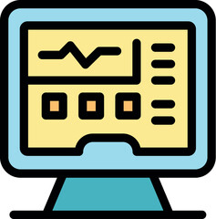 Poster - Computer monitor displaying medical charts, data, and interactive buttons, suggesting a healthcare or monitoring system