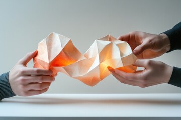 Poster - Two hands gently hold a glowing, origami-style paper sculpture, emitting a warm light.