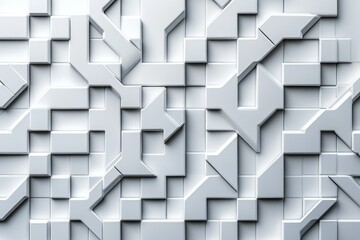 Leinwandbilder - Abstract 3D geometric white pattern with interlocking shapes and cubes creating a complex texture.