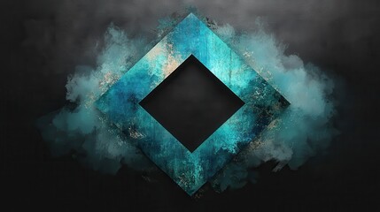 Poster - Teal diamond frame, smoky background, design template