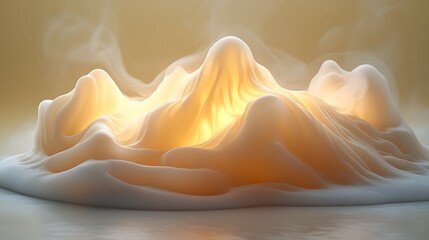 Sticker - Illuminated Creamy Wave Landscape Abstract Art