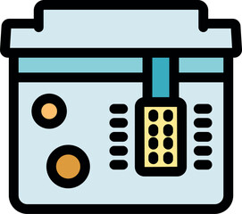 Poster - deep fryer machine cooking delicious fried food, with basket hanging and round buttons