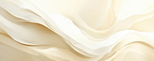 Poster - Abstract beige waves flowing gracefully, soft textures and gentle curves create a serene and elegant background, perfect for modern design and aesthetics, copy space for text