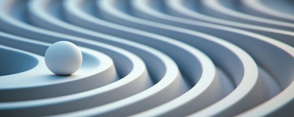 Poster - Minimalist white egg on smooth wavy surface, showcasing modern design and elegance in abstract art, copy space for text
