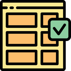 Poster - Website template with checked box, symbolizing successful development, approval, and completion of web design project