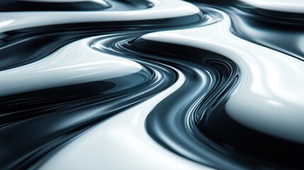 Poster - Abstract swirling monochrome waves, digital art background