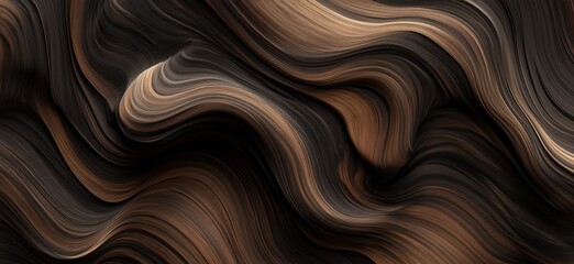 Poster - Abstract swirling patterns in rich brown and black tones, showcasing fluid motion and texture, copy space for text