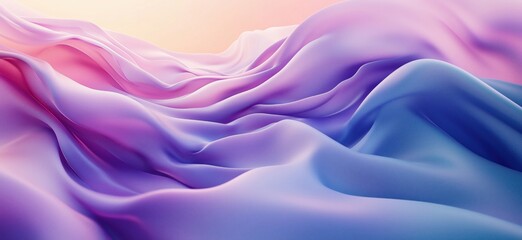 Poster - Abstract flowing fabric waves in pastel colors, soft textures and gradients, copy space for text