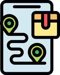 Poster - Mobile app displaying parcel tracking information, route, and location pins on a map, symbolizing delivery logistics and online order monitoring