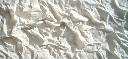Poster - Wrinkled White Fabric Texture with Soft Shadows and Highlights, copy space for text