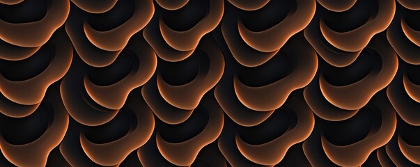 Poster - Abstract wavy pattern design with smooth curves and gradients in black and orange tones, copy space for text
