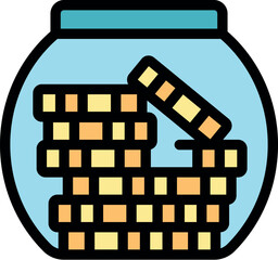 Canvas Print - Stacks of gold coins increasing inside a transparent glass jar, representing savings, investment, and financial growth