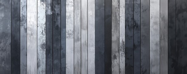 Poster - Textured vertical metal panels in shades of gray, silver, and black with varying finishes, copy space for text