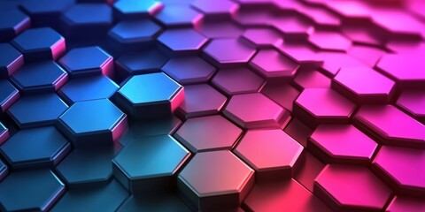 Poster - colorful 3d rendered abstract background with bright hexagons creating visual depth and dynamic patt