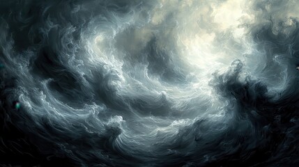 Aufkleber - Dark swirling cloudscape, ethereal light, atmospheric backdrop, digital art, abstract background