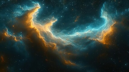 Poster - Cosmic Nebula Glowing gas clouds in space, starry background