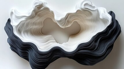 Poster - Abstract black and white sculpture, studio background, modern art