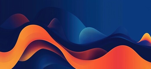 Poster - Colorful abstract wave patterns in blue and orange tones for modern design, copy space for text