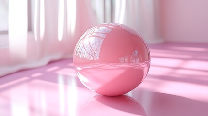 Sticker - Pink sphere reflecting light in a room