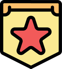 Poster - Yellow badge with a bold red star in the center