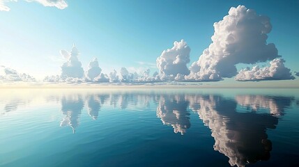 Wall Mural - serene ocean landscape: stunning reflection of clouds on calm water