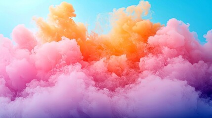 Wall Mural - abstract pink and orange ink cloud swirl: dreamy, ethereal, flowing color texture background