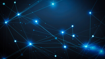 Poster - a dynamic layout featuring a network of interconnected lines and nodes against a dark blue backgroun