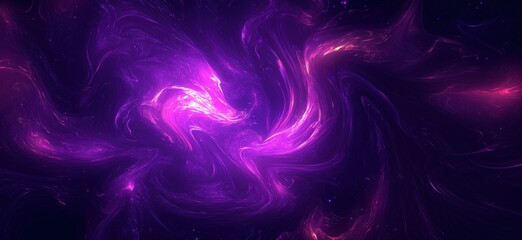 Poster - vibrant purple cosmic abstract art with swirling patterns and luminous effects, copy space for text