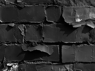 Poster - Detailed close-up texture of black painted brick wall perfect for modern backgrounds and stylish wallpapers