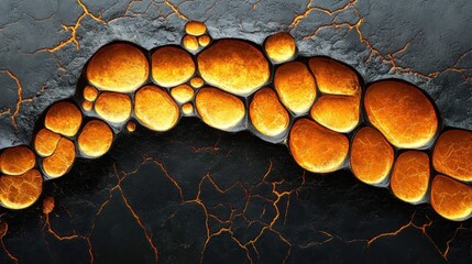 Aufkleber - Molten rock glowing in dark volcanic crack.  Background texture, design element