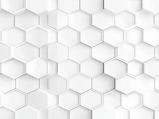 Poster - Light and bright minimalist hexagonal geometric grid pattern with dynamic waving motion on a clean pure white architectural surface background