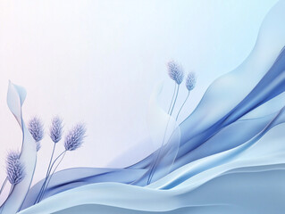 Poster - Modern header design with thistle, midnight blue, and sky blue colors featuring dynamic curved lines and fluid flowing waves