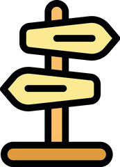Poster - Simple wooden crossroads sign pointing in two opposite directions, isolated on white