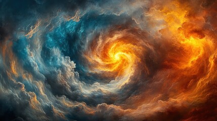 Aufkleber - Abstract swirling fire and ice nebula, cosmic energy, space background, design element